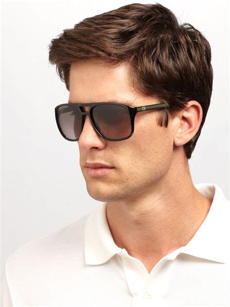 gucci designer sun glasses blue and red men|Gucci 56mm exaggerated aviator sunglasses.